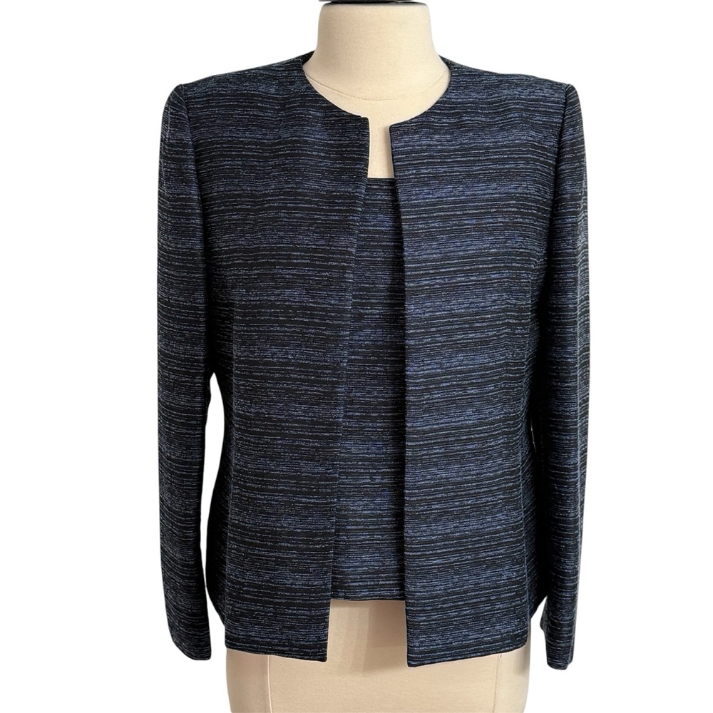 Kasper Women's Sleeveless Tank and Coordinating‎ Jacket Set, Navy Blue and Black